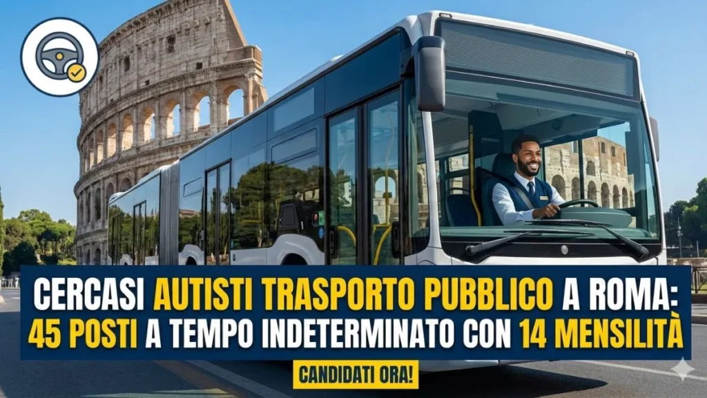 Cercasi autisti trasporto pubblico a Roma: 45 posti a tempo indeterminato con 14 mensilità