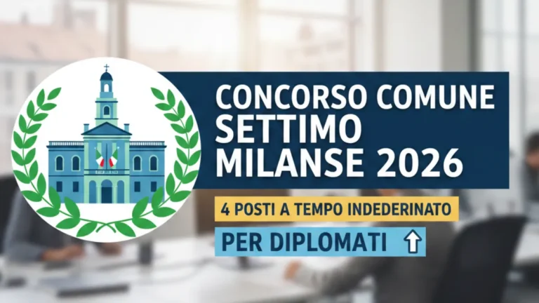 Concorso Comune Settimo Milanese 2026: 4 posti a tempo indeterminato per diplomati