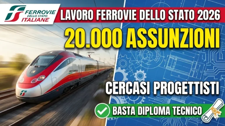 Lavoro Ferrovie dello Stato 2026: 20.000 Assunzioni e cercasi progettisti, basta diploma tecnico
