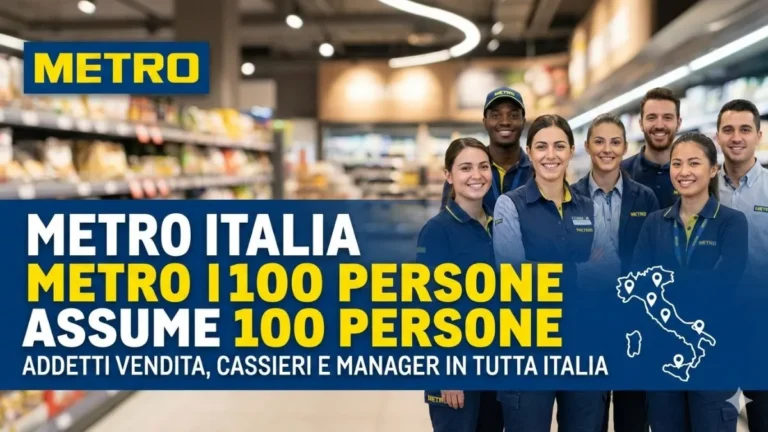 Metro Italia assume 100 persone: addetti vendita, cassieri e manager in tutta Italia