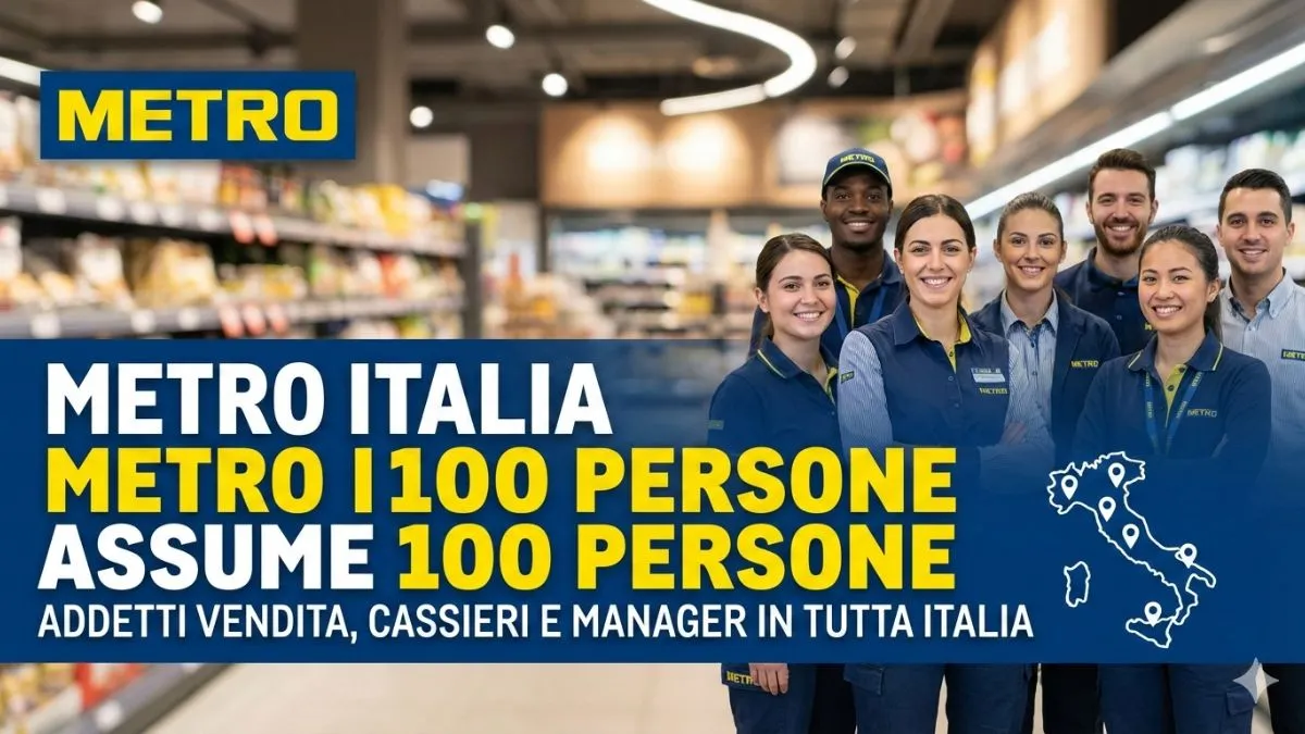 Metro Italia assume 100 persone: addetti vendita, cassieri e manager in tutta Italia